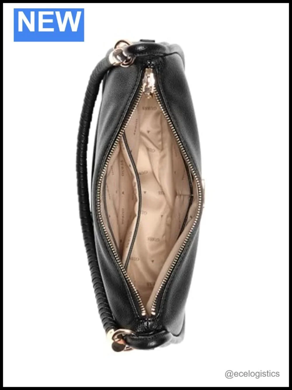GUESS Danya Hobo Shoulder Bag Faux Leather Braided Strap Zip